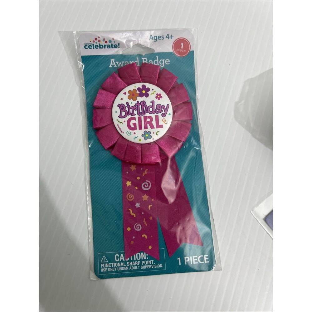Way To Celebrate Birthday Pink Girl Ribbon Award Badge Pin Keepsake Gift NWT